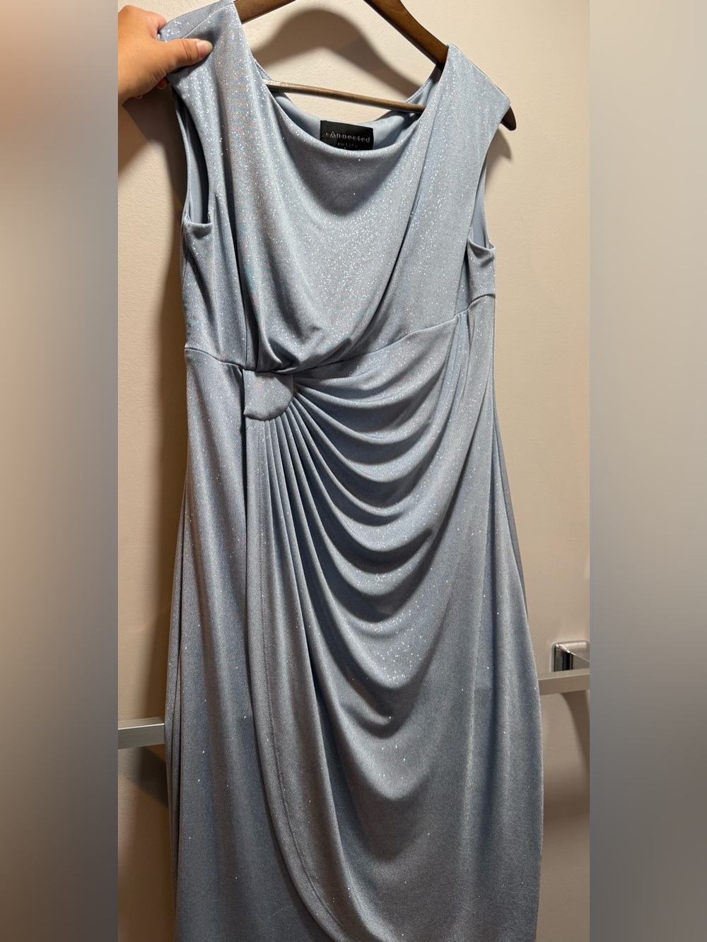 connected apparel Silver Glitter Draped Prom Dress Little Mermaid Ariel 12P